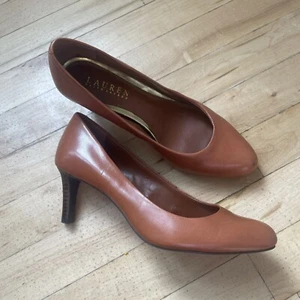 Ralph Lauren Harper Polo Tan Kidskin Women’s Pump Heel Size 6.5 B - Picture 1 of 9