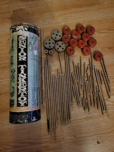 Antique Senior Tinkertoy Set With Original Container, Incomplete, Damaged Box - Picture 1 of 6