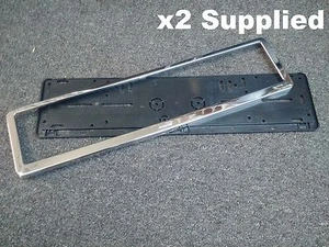 PAIR Chrome Plated Number Licence Plate Holders Frames Surrounds Holder SILVER - Picture 1 of 5