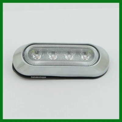 Maxxima Amber & White Clear Lens 4 LED Warning Strobe Light with Chrome Bezel