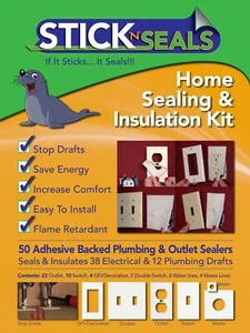 Stick 'N' Seal Adhesive Backed Plumbing and Outlet Draft Sealers. Home Sealing - Picture 1 of 9