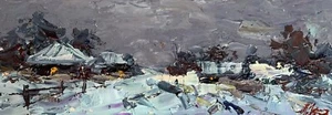 Oil Painting Winter And Evening A. Cherednichenko Unframed Original Art nAAA3287 - Picture 1 of 14