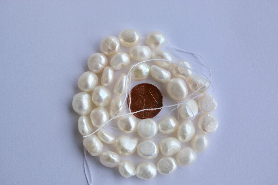 BR40 Zuchtperlen Strang Süßwasser Perle Schmuck Kette Halsketten 8-9 mm barock  - Bild 1 von 1