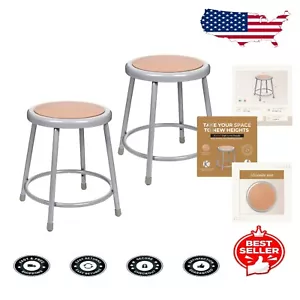 Classic 18" Round Steel Stools - Heavy-Duty, No Assembly Needed, Set of 2 - Picture 1 of 10