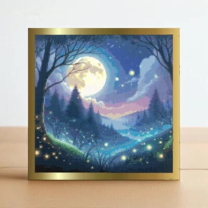 Firefly Moon - A Beautiful Moonlit Cross Stitch Paper Printed Pattern Landscape - Picture 1 of 9