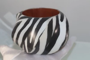 RIESIG! Couture! Vintage Holz Zebra Armreif Armband groß - Bild 1 von 8
