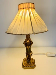 Antike Tischlampe,Tischleuchte aus Messing mit Putte,ca 1950 Jahre vintage - Bild 1 von 10