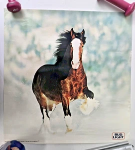 Vintage 1983 Bud Light Beer Clydesdale Poster Anheuser Busch USA Horse As is - Picture 1 of 3