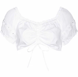 Dirndl-Carmenbluse mit Glitzerdetails Gr. 36 bis 54 Weiß Trachten Bluse Neu - Bild 1 von 2