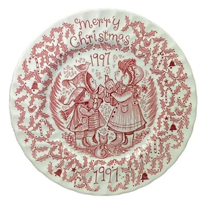 Merry Christmas 1997 Plate Royal Crownford England Caroling Children Cat - Picture 1 of 4