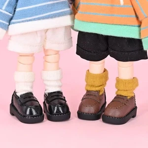 1pair Pretend Play Doll Leather Shoes Boots Dolls Uniform Shoes 1/12 Bjd - Picture 1 of 12