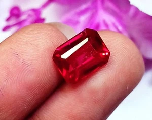 Natural Red Ruby Emerald Shape 3.80 Ct Certified Loose Gemstone With Free Gift - Picture 1 of 7
