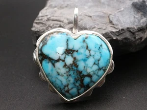 GJ69 GW TÜRKIS *HERZ* LOVE EDELSTEIN- SILBER-ANHÄNGER +*TOP* +KETTE / LEDER! - Bild 1 von 4