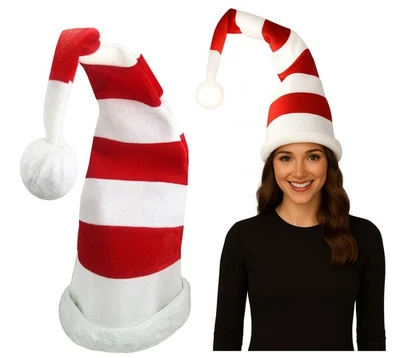 Medias largas blancas rojas a rayas iluminadas Santa Elfo bastón de caramelo Suess gato sombrero gorra Foto 1 de 4