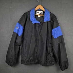 Vintage Wilson Staff Windbreaker Jacket Men’s Size Large Full Zip Black Blue - Picture 1 of 10