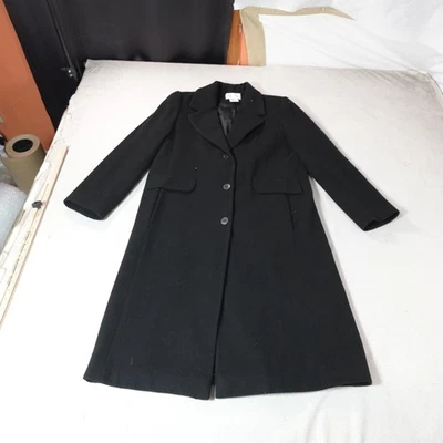 Abrigo Worthington Mujer 10 Negro Mezcla Cachemira Dinero Antiguo Abrigo Largo Lujo Foto 1 de 4