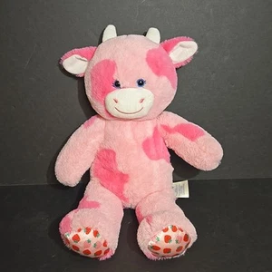 Build-A-Bear Fragola Maculata Mucca Rosa Peluche Stampa Piedi Fragola Suono Wor - Foto 1 di 8