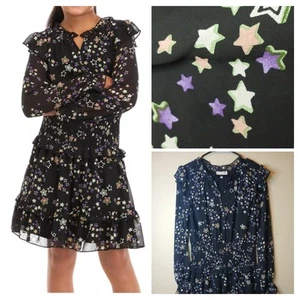 Hannah Banana Girls Dress Sz 16 Star Print Black Pink Purple Lined Smocked $65 - Picture 1 of 19