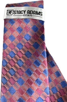 Stacy Adams Men's Tie & Hanky Fushia Cobalt Blue Coral Powder Blue 3.25" Wide - Image 1 of 4