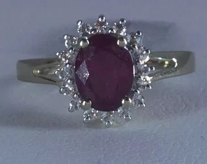 Sz 7 Red Madagascan Ruby & White Topaz Gold Plated Sterling Silver Ring 2.07 cts - Picture 1 of 7