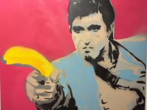 π¨ Opera originale "Tony Banana" di SOME β Stencil & Spray Paint su tela 120x100 - Foto 1 di 3