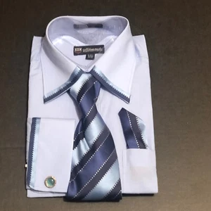 MILANO MODA MENS DRESS SHIRT NWT blue SIZE 16-16.5 sleeve 36-37 - Picture 1 of 1