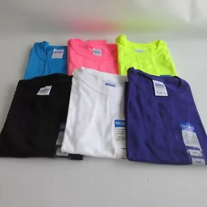 6 Gildan Heavy Cotton YOUTH L Lot 100% Cotton Blank T Shirts mixed colors - Picture 1 of 6