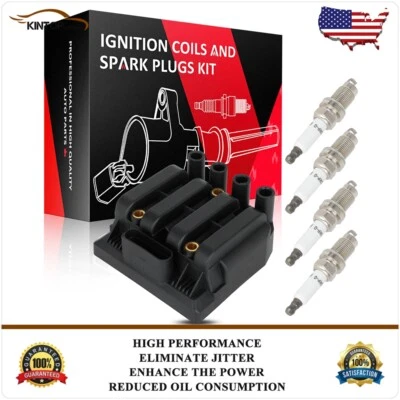 1 Ignition Coil & 4 Spark Plugs Kit For Volkswagen Jetta 2.0L 2001-2005 - Image 1 of 4