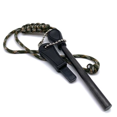 BUSHCRAFT Asta di ferro / acciaio antincendio e striker - boscaglia, emissione militare | asta grande, SAS,