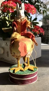 Antique Mechanical Rabbit Riding A Rooster Candy Container - Picture 1 of 22