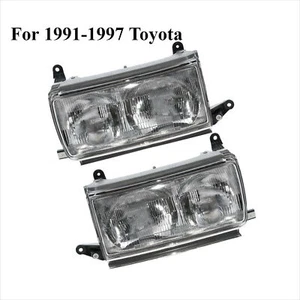 Headlight Set Crystal Clear Assembly For 1991-1997 Toyota Land Cruiser FJ/LC80 - Picture 1 of 7
