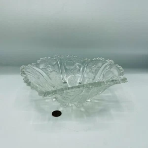 Highbee Glass Co Paneled Canadian Thistle Clear Glass Serving Bowl 9.5"  - Picture 1 of 8