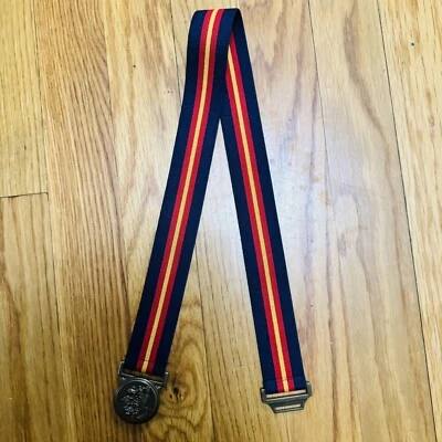 Cinturón Ralph Lauren Elástico Firma Pequeño Rayas Azul Marino Rojo Dorado 22" Foto 1 de 4