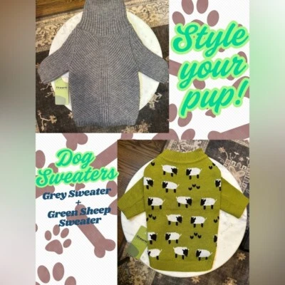 Suéter para Perros | Dos Suéteres | Patrón Oveja Verde | Gris | Pequeño | Fitwarm Foto 1 de 4