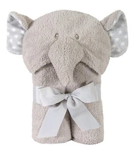 Stephan Baby Terry Plush Hooded Bath Towel, Gray Elephant, 0-24 Months - Picture 1 of 1