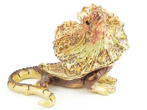 Frilled Neck Lizard Jewelled Trinket Box (2) approx 6.5cm High - Picture 1 of 4