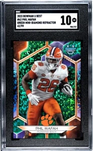 2023 Bowman U Best 62 Phil Mafah SGC 10 Green Diamond Refractor RC Auto Clemson - Picture 1 of 1