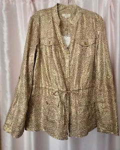 NWT Charter Club Luxury 100% LINEN in LEOPARD Print Safari JACKET - Picture 1 of 11
