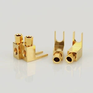 12Pcs Hi-end Banana to Spade Y Adapter Plug Hifi Speaker Cable Connector Gold - Picture 1 of 6