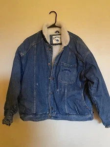 Camel Joe denium coat men's size L sherpa lined rugged vintage - Picture 1 of 12