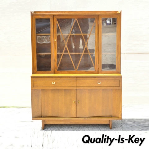 Raymond Loewy Mengel Mid Century Modern Sculpted Oak China Cabinet Cover