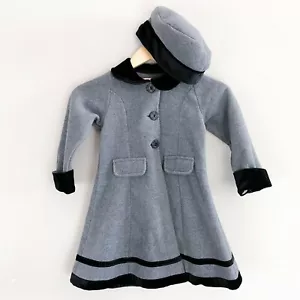 Good Lad Grey Fleece Velvet Pea Coat With Matching Dress Hat Size 5 New with Tag - Picture 1 of 5