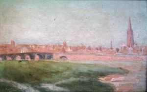 Federico Rossano (1835-1912) — vue de ville portuaire — huile sur panneau signée - Picture 1 of 6