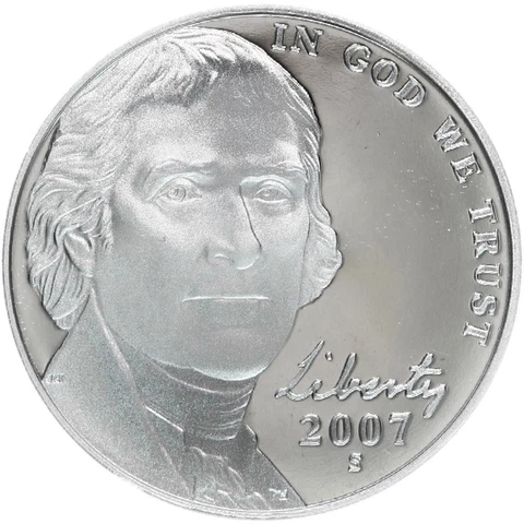 2007 S Jefferson Nickel Gem Deep Cameo Proof Coin Cover