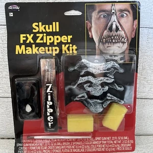 Fun World Halloween Skull Skeleton Fx Zipper Face Costume Party Makeup Kit - Picture 1 of 7