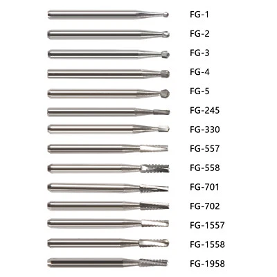 Fresas dentales de carburo del medio oeste 10 piezas fisura cónica corte transversal FG fresa de alta velocidad Foto 1 de 4