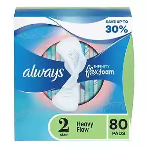 Always Infinity FlexFoam Heavy Flow Pads with Flexi-Wings, Unscented - Size 2 (8 - Picture 1 of 7