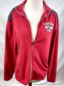 Walt Disney World Mickey Zip Up Fleece Jacket Red Womens Size S Embroidered 1971 - Picture 1 of 7