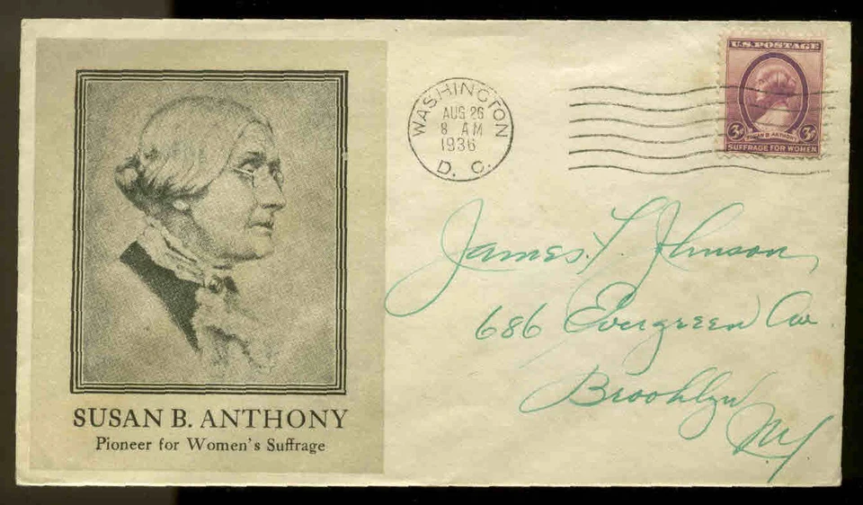 784  ANTHONY FDC WASHINGTON, DC  PLANTY #P32 CACHET - Image 1 of 1
