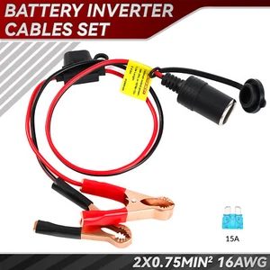 2ft Car Battery To Cigarette Lighter Adapter Socket Alligator Clip Clamp Power; - Picture 1 of 10